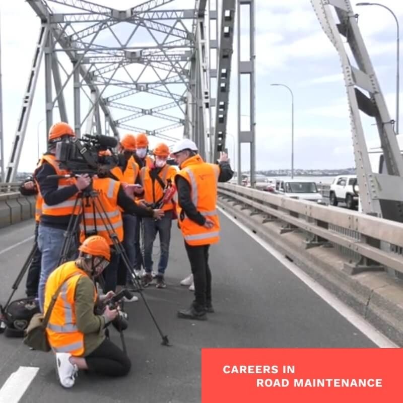 Media interview after Auckland Harbour Bridge truck incident