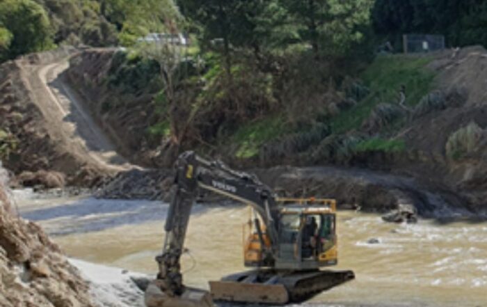 A Bailey Bridge being built in Waikare Gorge Hawke's Bay