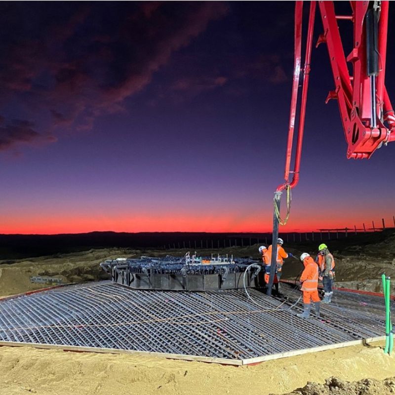 Pouring a foundation at Harapaki wind farm
